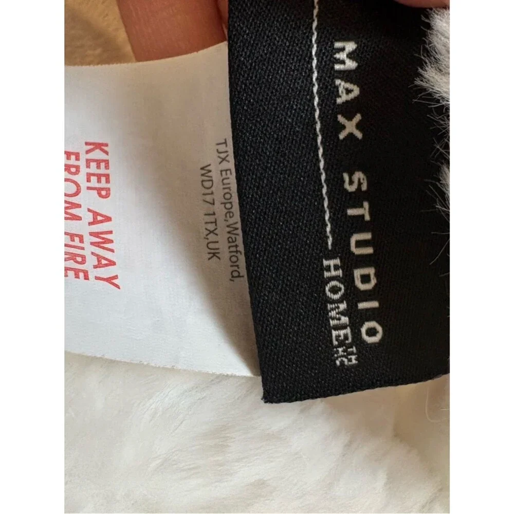 Max Studio Cream Plush Throw Blanket - Soft Neutral